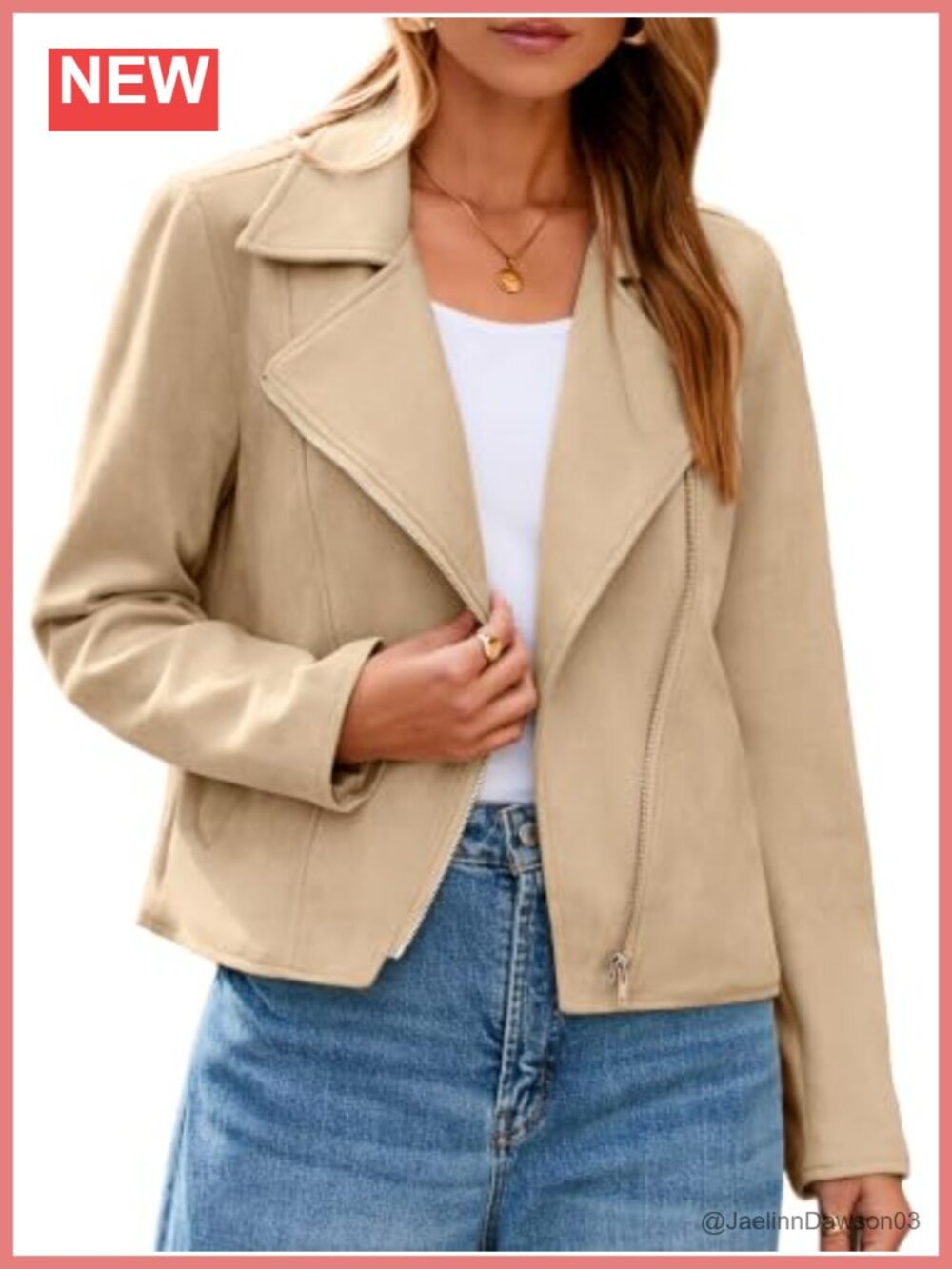 Faux Suede Cropped Moto Biker Jacket Long Sleeve Zip Front